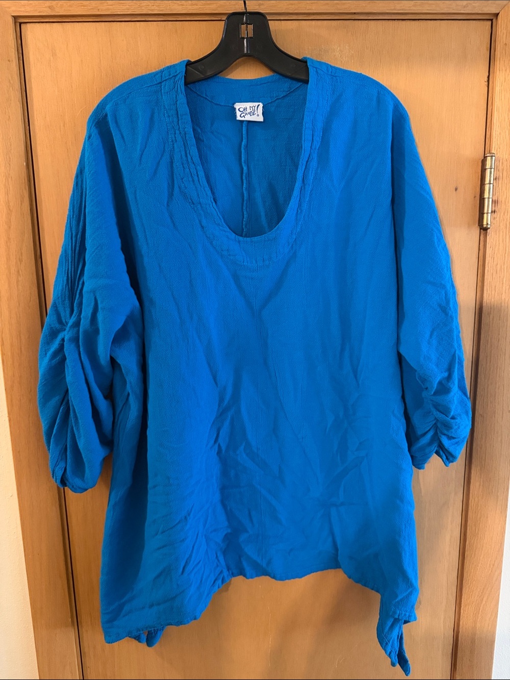 Oh My Gauze Women’s Relaxed Scoop Neck Cotton Top Electric Blue Size XXL (3)